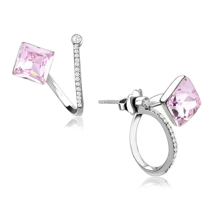 DA377 - High polished (no plating) Stainless Steel Earrings with Top Grade Crystal  in Light Rose-0