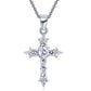 Round Cut Created  Diamond 925 Sterling Silver Cross Pendant Necklace XFN8028-0