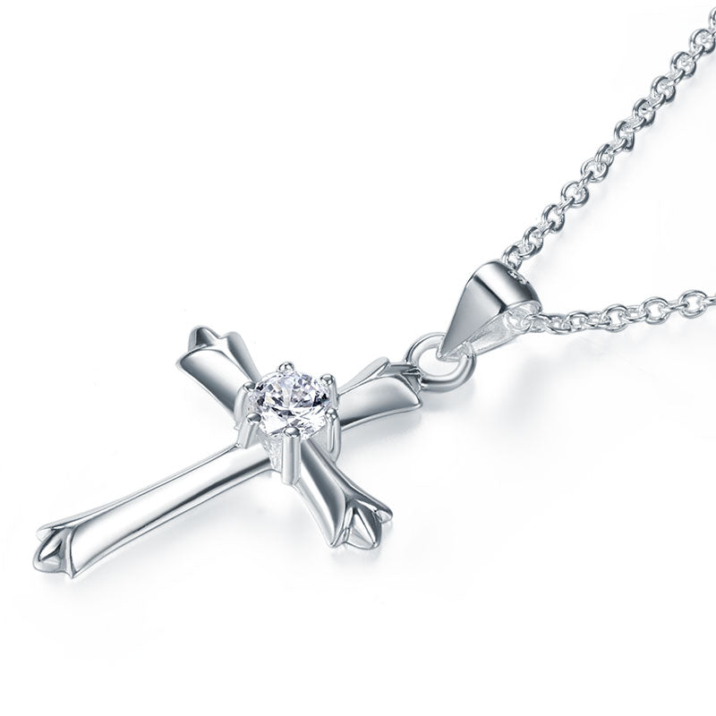 Kids Girl Cross Pendant Necklace 925 Sterling Silver Children Jewelry XFN8065-1