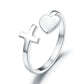 Plain Solid 925 Sterling Silver Ring Cross Heart for Lady Trendy Stylish XFR8287-0