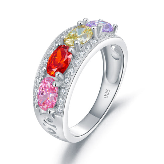 Wedding Band Multi-Color Stone Anniversary Solid 925 Sterling Silver Ring Jewelry XFR8320-0