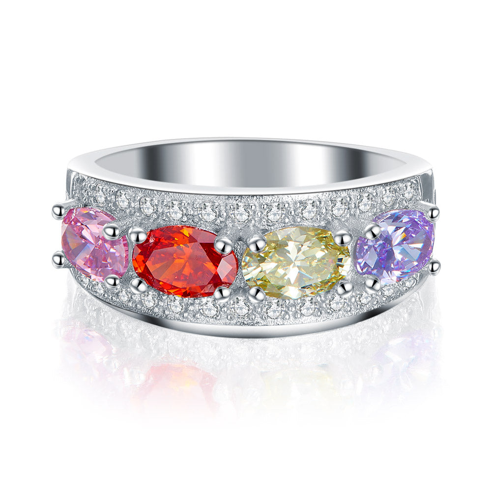 Wedding Band Multi-Color Stone Anniversary Solid 925 Sterling Silver Ring Jewelry XFR8320-1