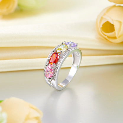 Wedding Band Multi-Color Stone Anniversary Solid 925 Sterling Silver Ring Jewelry XFR8320-2