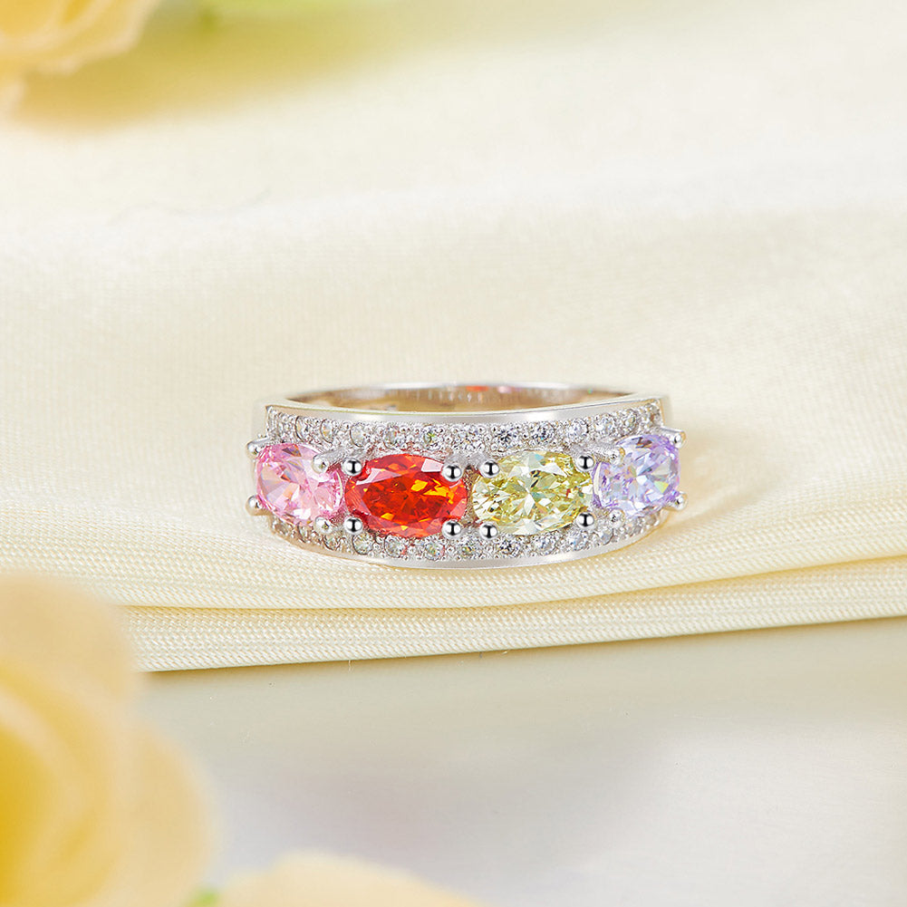 Wedding Band Multi-Color Stone Anniversary Solid 925 Sterling Silver Ring Jewelry XFR8320-3