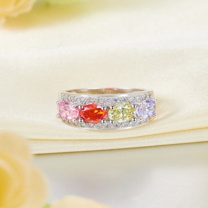 Wedding Band Multi-Color Stone Anniversary Solid 925 Sterling Silver Ring Jewelry XFR8320-3