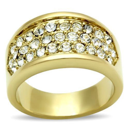 GL002 - IP Gold(Ion Plating) Brass Ring with Top Grade Crystal  in Clear-0