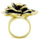 GL021 - IP Gold(Ion Plating) Brass Ring with Top Grade Crystal  in Clear-2