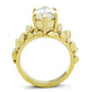 GL080 - IP Gold(Ion Plating) Brass Ring with AAA Grade CZ  in Clear-2