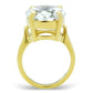 GL083 - IP Gold(Ion Plating) Brass Ring with AAA Grade CZ  in Clear-2