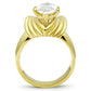 GL088 - IP Gold(Ion Plating) Brass Ring with AAA Grade CZ  in Clear-2