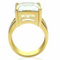 GL089 - IP Gold(Ion Plating) Brass Ring with AAA Grade CZ  in Clear-2