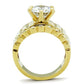 GL095 - IP Gold(Ion Plating) Brass Ring with AAA Grade CZ  in Clear-2