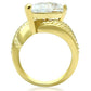 GL100 - IP Gold(Ion Plating) Brass Ring with AAA Grade CZ  in Clear-2