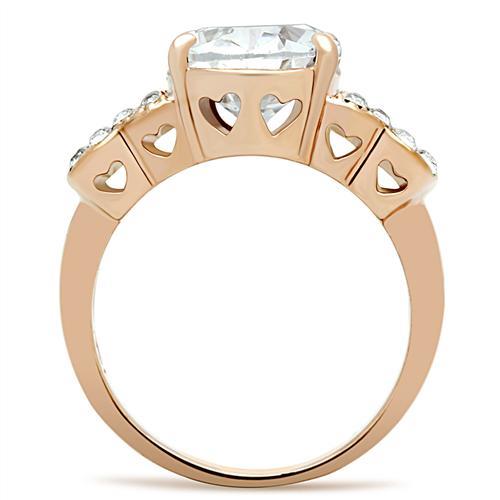 GL141 - IP Rose Gold(Ion Plating) Brass Ring with AAA Grade CZ  in Clear-2