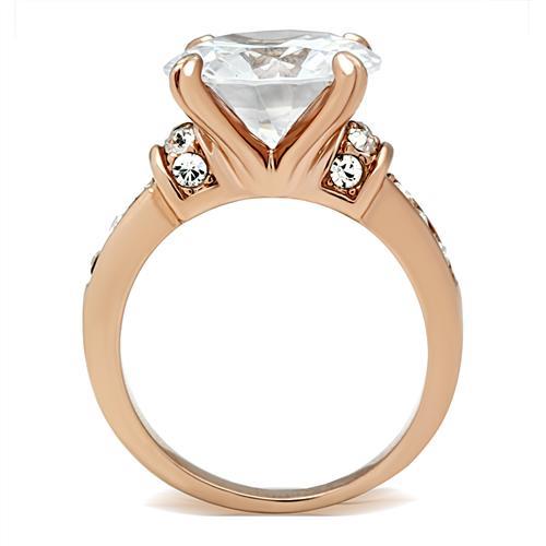 GL144 - IP Rose Gold(Ion Plating) Brass Ring with AAA Grade CZ  in Clear-2