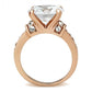 GL144 - IP Rose Gold(Ion Plating) Brass Ring with AAA Grade CZ  in Clear-2