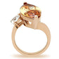 GL145 - IP Rose Gold(Ion Plating) Brass Ring with AAA Grade CZ  in Champagne-2