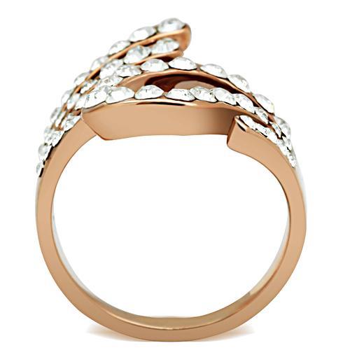 GL149 - IP Rose Gold(Ion Plating) Brass Ring with Top Grade Crystal  in Clear-2