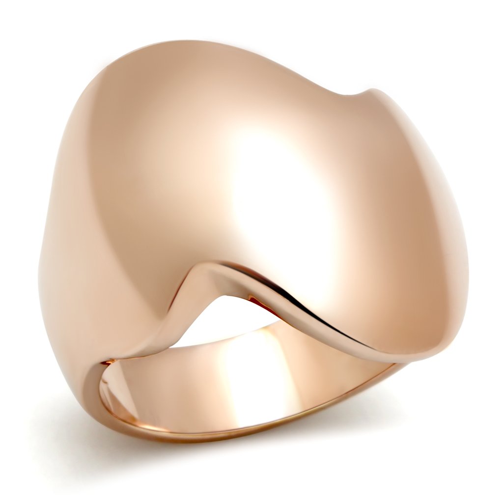 GL160 - IP Rose Gold(Ion Plating) Brass Ring with No Stone-0