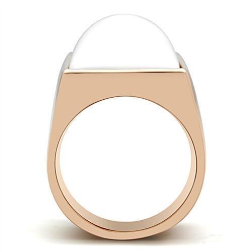 GL164 - IP Rose Gold(Ion Plating) Brass Ring with Synthetic Synthetic Stone in White-2