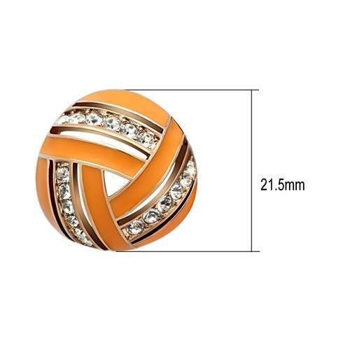 GL167 - IP Rose Gold(Ion Plating) Brass Earrings with Top Grade Crystal  in Clear-1