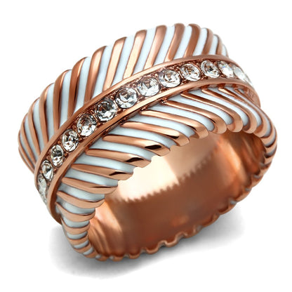 GL202 - IP Rose Gold(Ion Plating) Brass Ring with Top Grade Crystal  in Clear-0