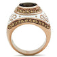 GL203 - IP Rose Gold(Ion Plating) Brass Ring with Synthetic Synthetic Glass in Brown-2
