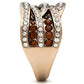 GL217 - IP Rose Gold(Ion Plating) Brass Ring with Top Grade Crystal  in Smoked Quartz-3