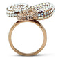 GL219 - IP Rose Gold(Ion Plating) Brass Ring with Top Grade Crystal  in Multi Color-2