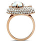 GL220 - IP Rose Gold(Ion Plating) Brass Ring with Top Grade Crystal  in Clear-2