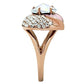 GL220 - IP Rose Gold(Ion Plating) Brass Ring with Top Grade Crystal  in Clear-3