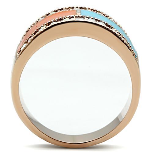 GL221 - IP Rose Gold(Ion Plating) Brass Ring with Top Grade Crystal  in Clear-2
