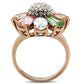 GL224 - IP Rose Gold(Ion Plating) Brass Ring with AAA Grade CZ  in Multi Color-2
