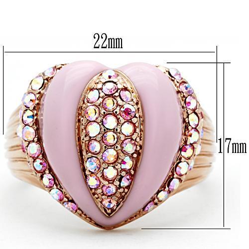 GL227 - IP Rose Gold(Ion Plating) Brass Ring with Top Grade Crystal  in Light Rose-1