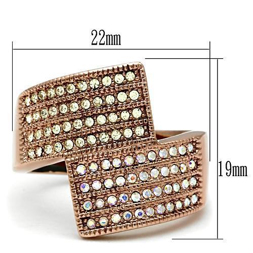 GL229 - IP Rose Gold(Ion Plating) Brass Ring with Top Grade Crystal  in Multi Color-1