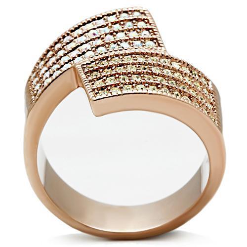 GL229 - IP Rose Gold(Ion Plating) Brass Ring with Top Grade Crystal  in Multi Color-2