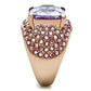 GL230 - IP Rose Gold(Ion Plating) Brass Ring with AAA Grade CZ  in Light Amethyst-3