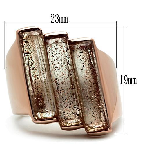 GL231 - IP Rose Gold(Ion Plating) Brass Ring with Synthetic Spinel in Topaz-1
