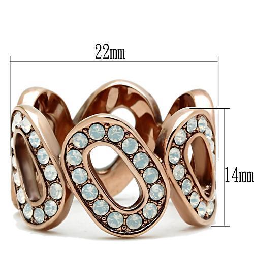 GL232 - IP Rose Gold(Ion Plating) Brass Ring with Top Grade Crystal  in Aurora Borealis (Rainbow Effect)-1