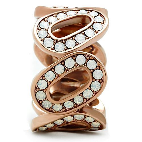 GL232 - IP Rose Gold(Ion Plating) Brass Ring with Top Grade Crystal  in Aurora Borealis (Rainbow Effect)-3