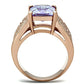 GL236 - IP Rose Gold(Ion Plating) Brass Ring with AAA Grade CZ  in Light Amethyst-2