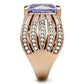 GL236 - IP Rose Gold(Ion Plating) Brass Ring with AAA Grade CZ  in Light Amethyst-3