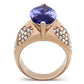 GL241 - IP Rose Gold(Ion Plating) Brass Ring with AAA Grade CZ  in Tanzanite-2