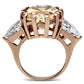 GL243 - IP Rose Gold(Ion Plating) Brass Ring with AAA Grade CZ  in Champagne-2