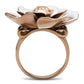 GL247 - IP Rose Gold(Ion Plating) Brass Ring with Top Grade Crystal  in Light Peach-2