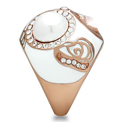 GL248 - IP Rose Gold(Ion Plating) Brass Ring with Synthetic Synthetic Glass in Multi Color-3