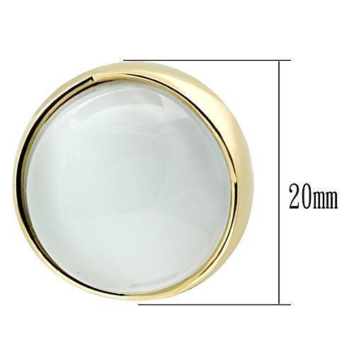 GL253 - IP Gold(Ion Plating) Brass Earrings with Synthetic Cat Eye in White-1