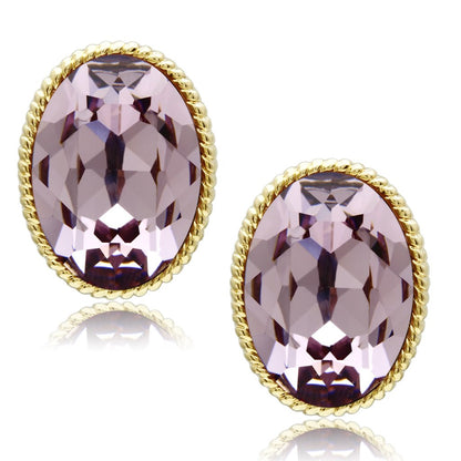 GL258 - IP Gold(Ion Plating) Brass Earrings with Top Grade Crystal  in Light Amethyst-0