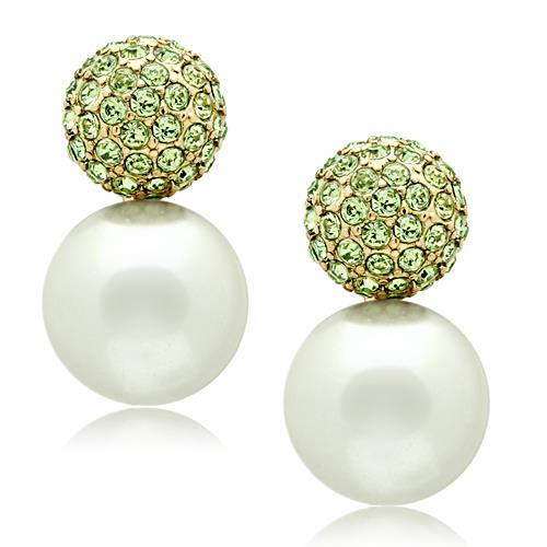 GL264 - IP Gold(Ion Plating) Brass Earrings with Synthetic Pearl in White-0
