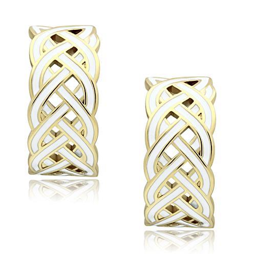 GL272 - IP Gold(Ion Plating) Brass Earrings with Epoxy  in White-0